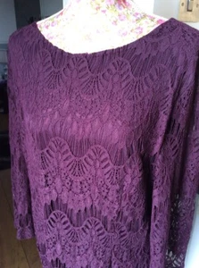 Peacocks Wine Long Sleeve Lace Cruise PArtyDress Size 20 Bnwt Hols - Picture 1 of 8