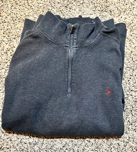 Polo Ralph Lauren Sweater Mens XL Gray Sweatshirt 1/4 Zip Up Vintage Fading - Picture 1 of 10