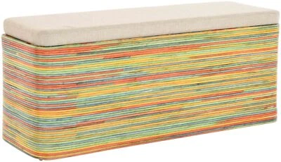 Breiter Rattan Wäschekorb mit Deckel Wäschetruhe XXL (Bunt gestäbt, Rechteckig) - Bild 1 von 4