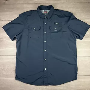 Men's Wrangler Navy Blue Nylon Short Sleeve Shirt Size XL - Picture 1 of 7