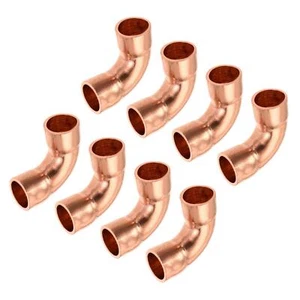 8 pack 90 Degrees Elbow Copper Pipe Fitting Brazing Connection 1/4 Inch ID - Picture 1 of 6
