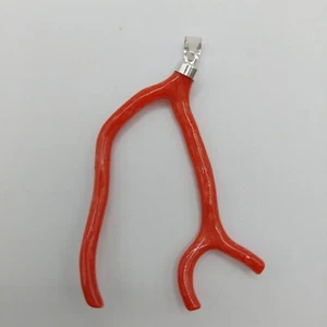 Colgante rama coral, coral rojo natural, sin teñir, plata de ley - Imagen 1 de 8