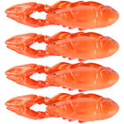  4 Pcs Pvc Simulated Crayfish Child under The Sea Life Figure Fake Food Model