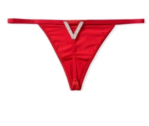Victorias Secret Very Sexy Red Bombshell Bling V-String Thong Panty Size M NWT - Picture 1 of 14