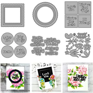 Placas de corte de metal Square Sentiments flores troqueles libro de recortes plantillas álbum artesanías - Imagen 1 de 18