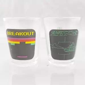 Atari Shot Glass Breakout & Battle Zone Retro Videojuego Mercancía 2009 Transparente - Imagen 1 de 3