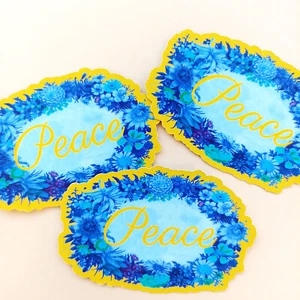 3 Peace Aufkleber Blau - gelb, Ukraine Farben - 7cm - stabile Vinyl Sticker Set - Bild 1 von 4
