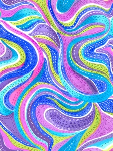 Fabric Serafina Wavy Stripes Watercolor on White Cotton QT 1/4 Yard 7872X - Picture 1 of 6
