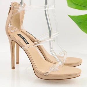 Nine West Women's Leah3 Sandal Size 9 Stiletto Heel Clear Seethrough Straps Shoe - Picture 1 of 12