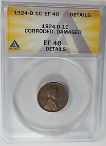 1924-D Lincoln Cent EF40 XF40 ANACS - Picture 1 of 7