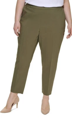 NWT Calvin Klein Plus Women Ankle Dress Pants Size 20w Side Zipper Green Stretch - Image 1 of 4