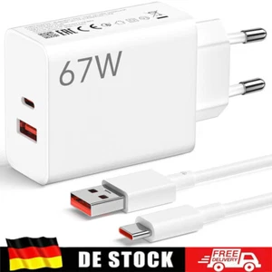 Ladegerät USB-C+usbA mit LadeKabel Schnellladegerät für Handy & Tablet 67W - Zdjęcie 1 z 14