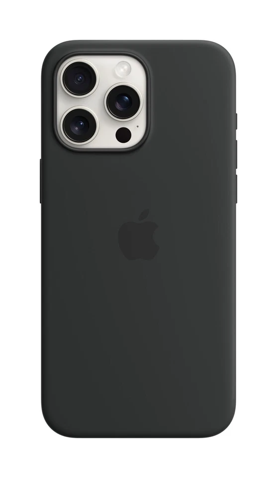 Apple Silikon Case mit MagSafe für iPhone 15 Pro Max - Schwarz