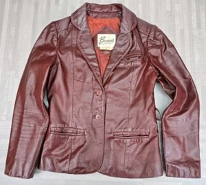 Vintage Berman's Leather Jacket Women's Size 10 Burgundy Red Maroon Lined - Picture 1 of 22