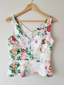 VERONIKA MAINE Floral Stretchy Sleeveless V Neck Bodice Top SIZE 10 - Bild 1 von 6