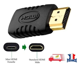 Adaptateur Mini HDMI Femelle vers HDMI Mâle Standard Plaqué Or - Imagen 1 de 6