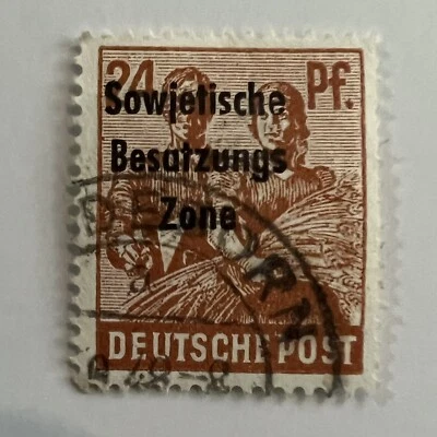 ERROR 1948 GERMANY 24pf STAMP WITH PADERBORN SON CANCEL HIGH OVPT SOVIET OCC. - Image 1 of 3