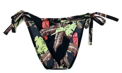 Bebe женщин бикини низ размер маленький черный тропический принт галстук талии - Изображение 1 из 4