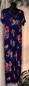 New With Tags Beautiful XPENYO Dress Size large blue and pink Floral. Long Leng - Picture 1 of 8