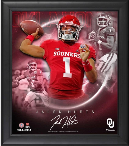 Jalen Hurts Oklahoma Sooners FRMD 15x17 Stars of the Game Collage Facsimile Sig Cover