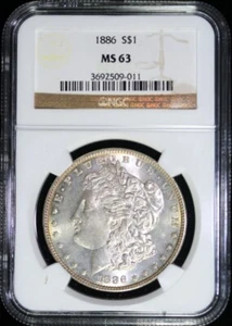 1886 MORGAN SILVER DOLLAR - NGC MS63 - Picture 1 of 2