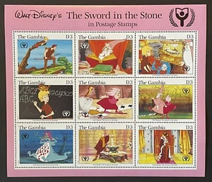 GAMBIA LA ESPADA EN LA PIEDRA DE SELLOS DISNEY HOJA FÁBULA REY ARTURO VERRUGA MERLÍN - Imagen 1 de 1