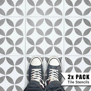 Tile Stencils - Bathroom Kitchen Wall Floor Tiles & Patio Slabs - Tsunagi - Imagen 1 de 4