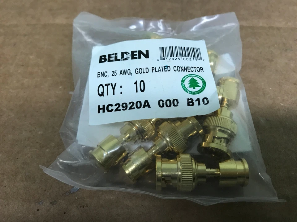 Belden BNC , 25 AWG, Gold Plated Connector BAG OF 10 HC2920A  - Image 1 of 1
