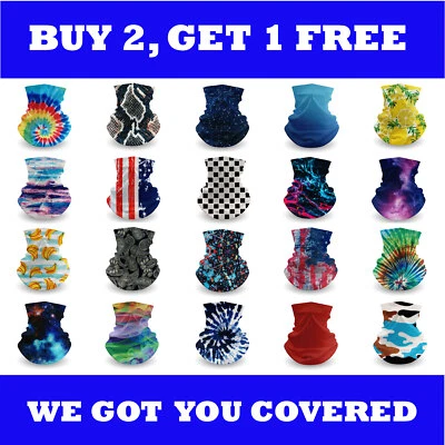 Neck Gaiter Bandana Face Mask Cooler Sun Protection Cooling Black Gator Shield - Image 1 of 4