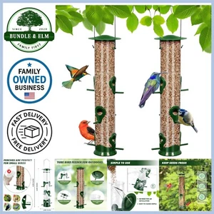 Plastic Bird Feeder Tube 6 Ports Water Resistant Hanging for Wild Birds - Picture 1 of 9