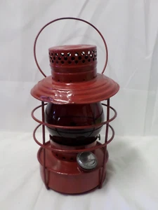 "Linterna utilitaria vintage Handlan St. Louis roja con globo rojo y mango lateral 10" - Imagen 1 de 10
