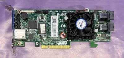 Areca Raid 6 Card ARC-1226-8I for Server RJ-45 Ethernet - Fan Runs - Read Below - Image 1 of 4