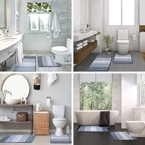 Quick Dry Bath Rug Set Gradient Color US Shaped Mat Non Slip Machine Wash - Picture 1 of 7