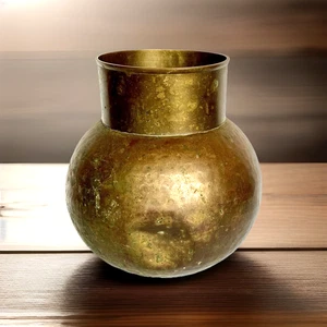 Vintage Hand Hammered Brass Hindu Water Pot/Lota 8-3/4" Tall - Picture 1 of 11