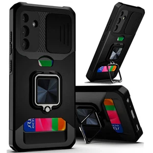 For Samsung A36 Case Multi-Use Card Slot Ring Stand Cover + Tempered Glass - Picture 1 of 15