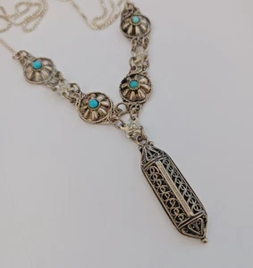 Sterling Silber Modernist Halskette Boho Handwerk asymmetrisch geometrisch Latz Geschenk - Bild 1 von 19