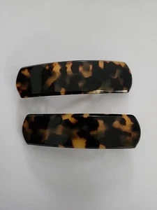 2pcs Hair Barrettes Tortoise Shell Hair Barrette French Hair Clip Amber Brown - Picture 1 of 3