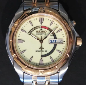 Vintage Seiko Kinetic Sports Mens Two Tone Watch - 5m43-0819 - Picture 1 of 7