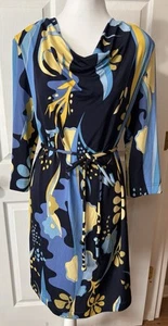 Averardo Bessi Knit Dress Size 12 Blue Psychedelic Flowers Made In Italy Viscose - Picture 1 of 11