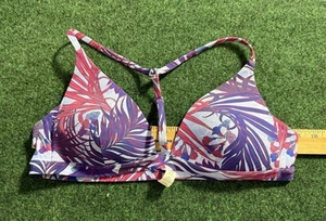 Lululemon Purple Floral Deep Sea Bikini Swim Top Size 10 Padded - Picture 1 of 8