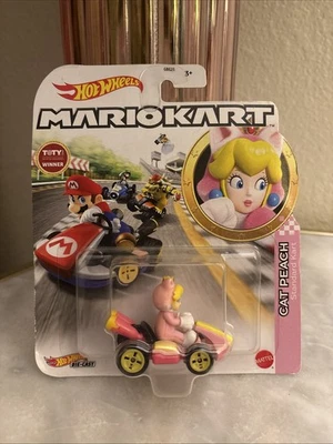 Mattel Hot Wheels 1:64 Mario Kart CAT PEACH Standard Kart DieCast Car - Image 1 of 2