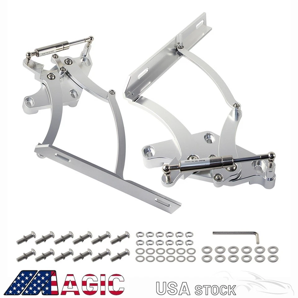 Kit de bisagras de capó Billet par lado izquierdo y derecho para Ford Mustang 1971-1973 plateado Foto 1 de 4