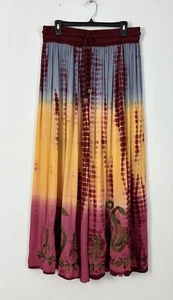 Soft Surroundings Tie Dye Embroidered Metallic Shibori Ombre Skirt Sz. M Crinkle - Picture 1 of 10
