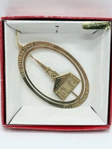 Old Sturbridge Village Mass Ornament Nations Treasures 24kt Gold Brass Christmas - Picture 1 of 2