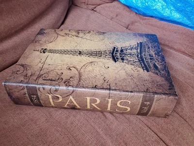 PARIS Eiffel Tower Wood Cardboard Decorative Keepsake Storage Box 12” X 8” X 3" - Image 1 of 4