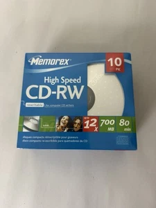 Memorex High Speed CD-RW NEW 10 Pack - 700MB 80 Minute With Slim Jewel Cases - Picture 1 of 3