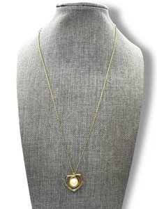 Kate Spade Gold-Tone Necklace With Imitation Pearl Infinity Heart Pendant 17" + - Picture 1 of 6