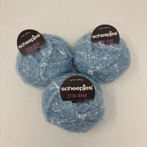 3 Skeins Scheepjes Cotton Mohair Yarn #790s SkyBlue 85m 85m Sky light Blue - Picture 1 of 1