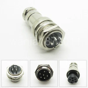 10 × Luftfahrt Stecker 6 Pins Stecker + Buchse Panel Metalldraht Stecker 16mm GX16-6  - Bild 1 von 5