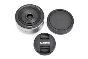 Top Mint Canon EF-M 22mm F2 STM Silver AF Wide Angle Lens w/caps from Japan 2289 - Picture 1 of 17